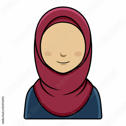 hijab women avatar colorful vector illustration, isolated on white background