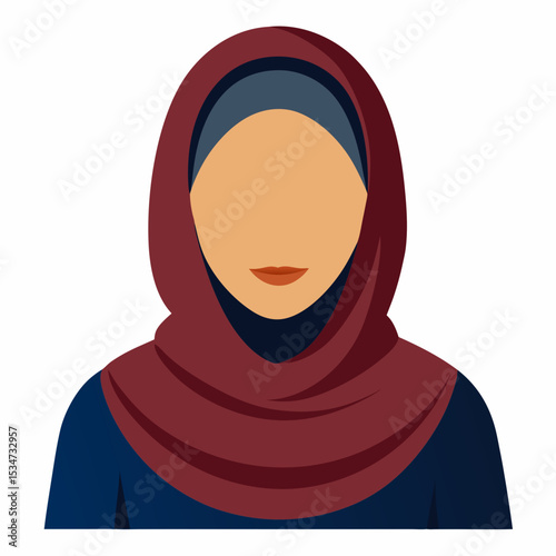 hijab women avatar colorful vector illustration, isolated on white background