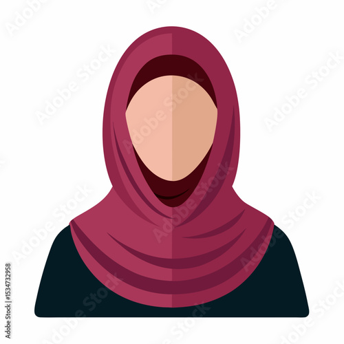 hijab women avatar colorful vector illustration, isolated on white background
