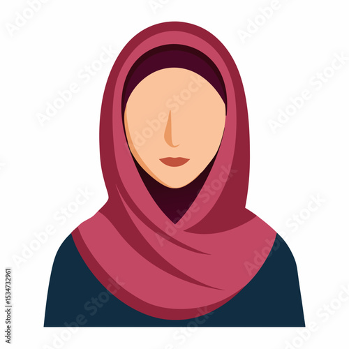 hijab women avatar colorful vector illustration, isolated on white background