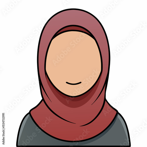hijab women avatar colorful vector illustration, isolated on white background