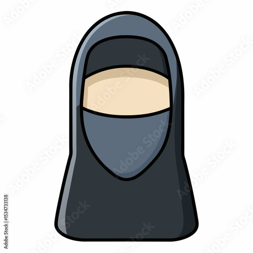 moslem niqab women colorful vector illustration, isolated on white background