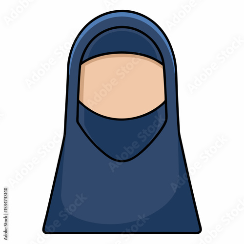 moslem niqab women colorful vector illustration, isolated on white background
