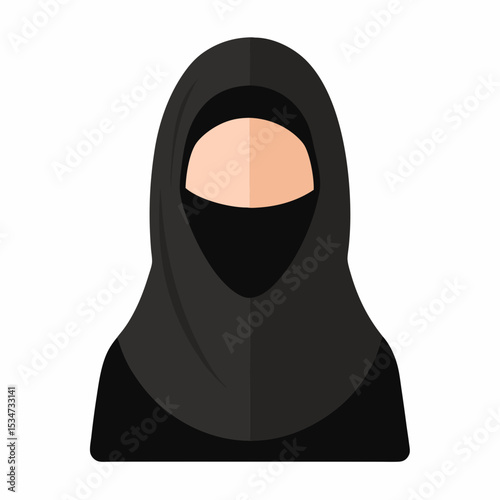 moslem niqab women colorful vector illustration, isolated on white background