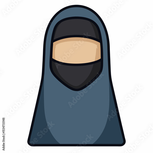 moslem niqab women colorful vector illustration, isolated on white background