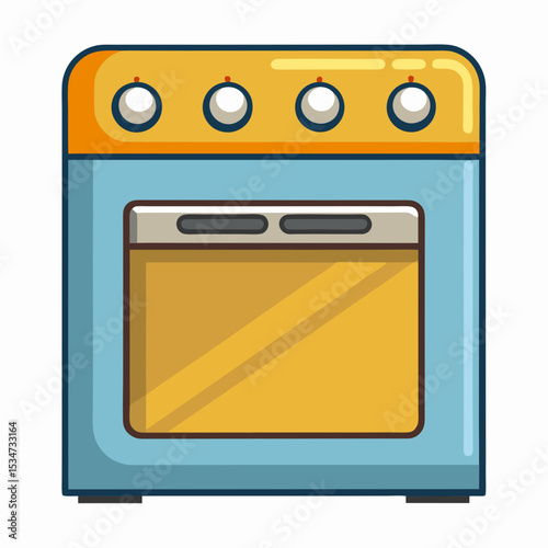 oven colorful vector illustration, isolated on white background