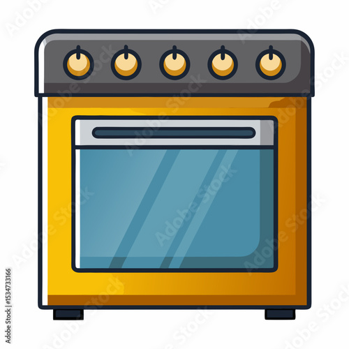 oven colorful vector illustration, isolated on white background