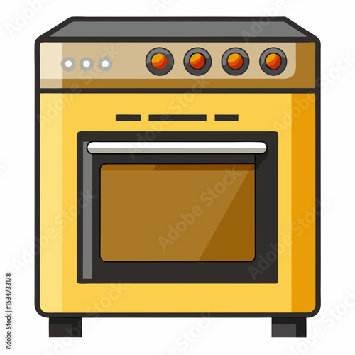 oven colorful vector illustration, isolated on white background