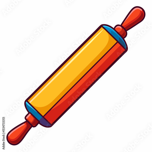 rolling pin colorful vector illustration, isolated on white background