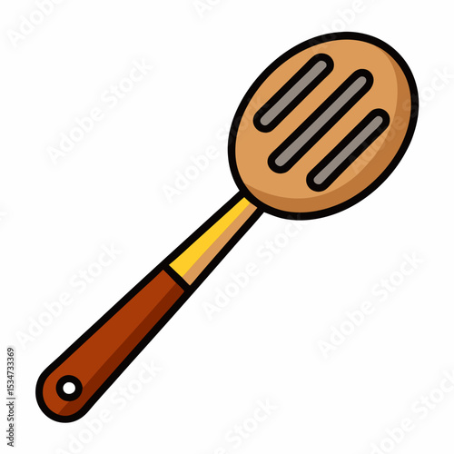 slotted spoon colorful vector illustration, isolated on white background