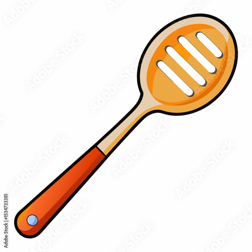 slotted spoon colorful vector illustration, isolated on white background