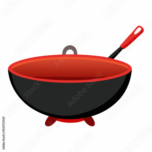 wok colorful vector illustration, isolated on white background