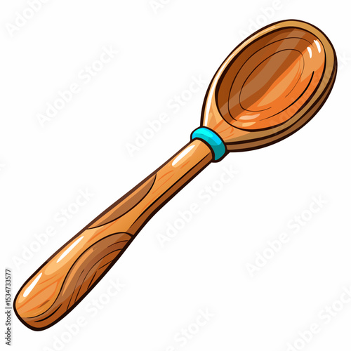 wooden spoon colorful vector illustration, isolated on white background