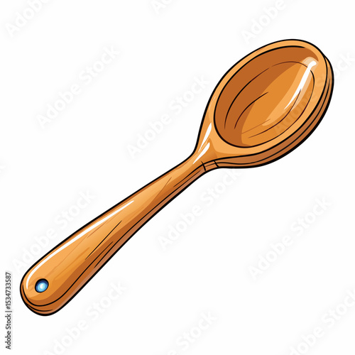 wooden spoon colorful vector illustration, isolated on white background