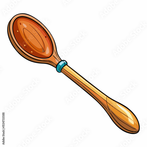 wooden spoon colorful vector illustration, isolated on white background