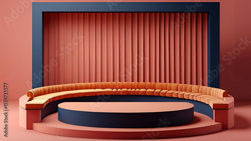 empty stage with red curtain