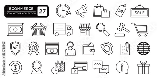 Ecommerce collection, editable and resizable vector icon templates.
