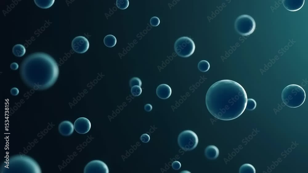 Abstract blue bubbles floating in a dark background, creating a serene and calming atmosphere