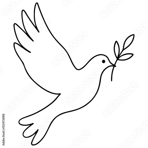 Peace dove flying with olive branch, a symbol of freedom and hope