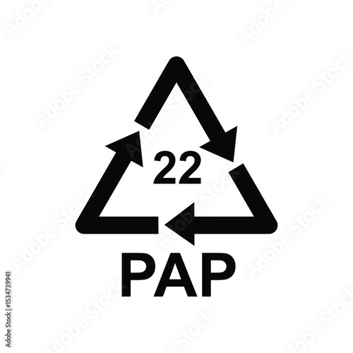 PAP 22 Plastic Recycle Black Icons Vector.