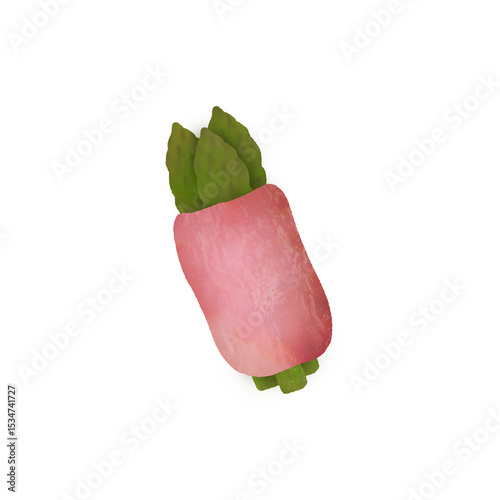 asparagus wrapped in bacon アスパラガスのベーコン巻き 手描き風