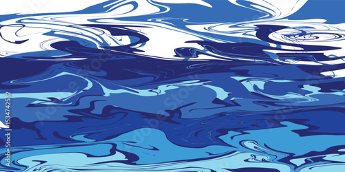 Beautiful abstraction of liquid paints in slow blending flow mixing together gently