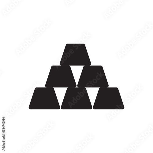 Stacked gold bar icon. Finance icon representing wealth, bullion, or banking assets.