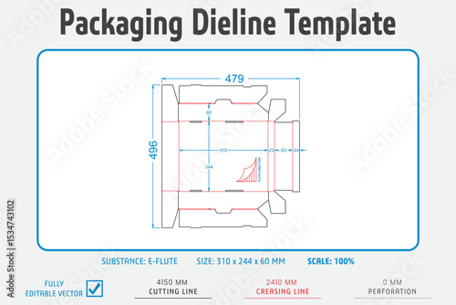 Packaging Dieline and Mockup Template. Dieline Real Shape and Dimension. Mockup Template. Fully editable vector. Equipped die cut lengths prepared for production.