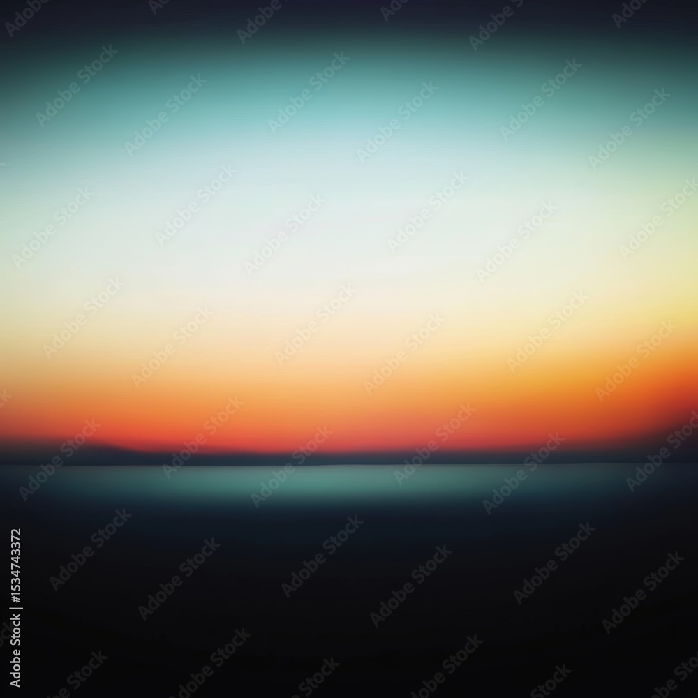 Fototapeta premium Gradient Sunset Over Water: Blurred Horizon with Warm and Cool Tones