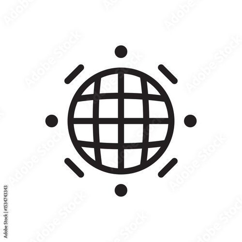 Internet connection globe icon. World grid symbol for network, digital web, or internet.