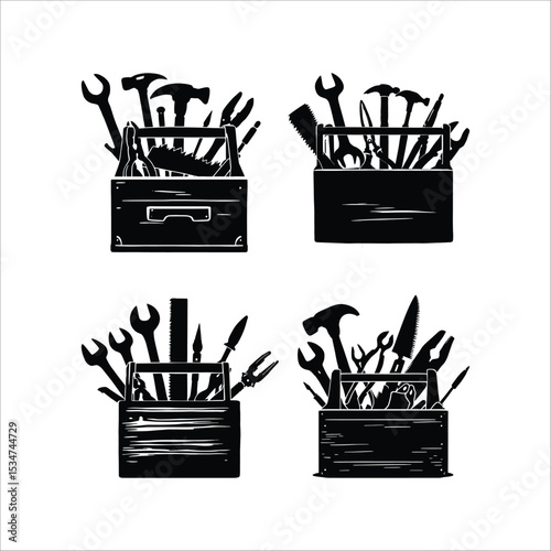 Toolbox vector illustration set hand tools collection for repair and construction work equipment concept 100