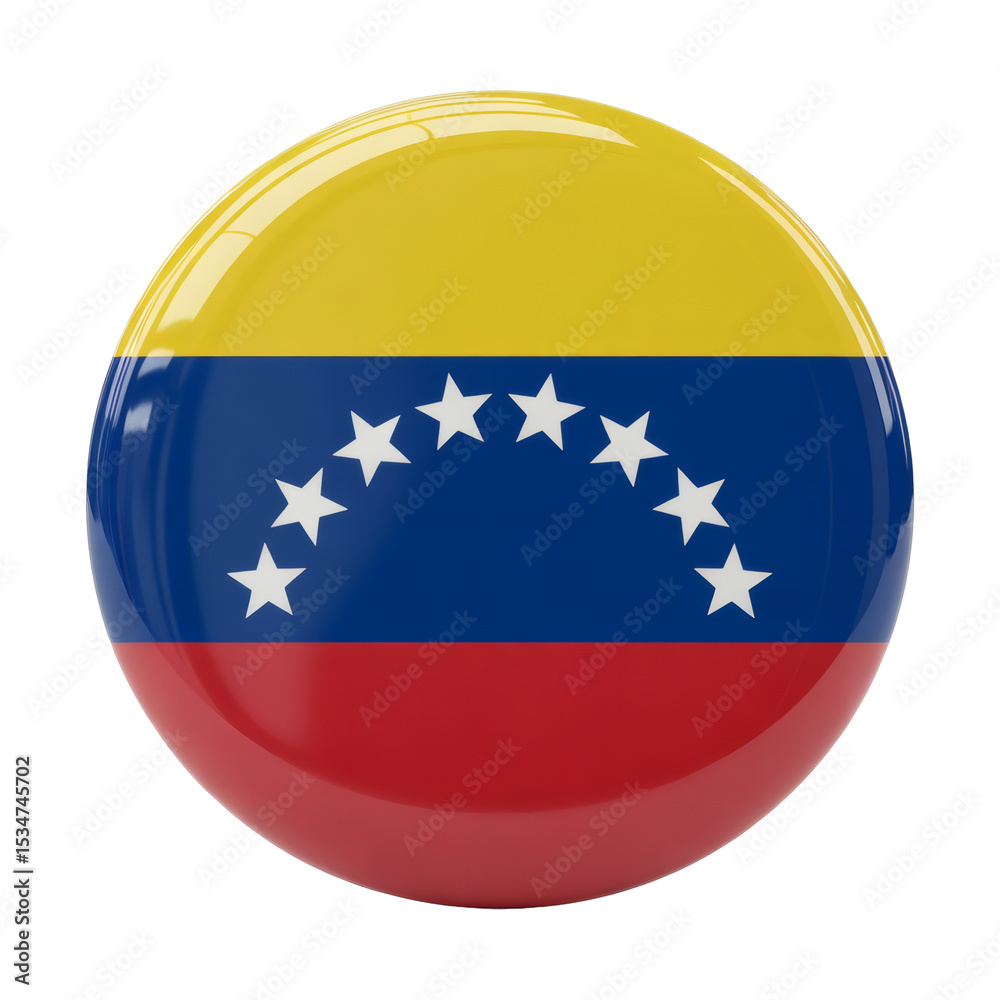 Glossy Round Venezuela Flag Pin - High-Resolution Image of a Venezuelan Flag Pin Glossy Round Venezuela Flag Pin - High-Resolution Image of a Venezuelan Flag Pin