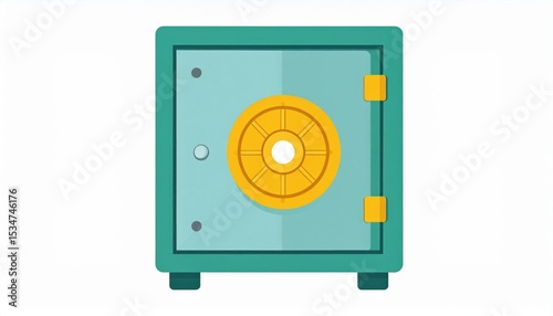 Teal And Gold Safe Illustration