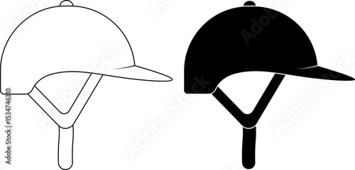 side view equestrian helmet icon set