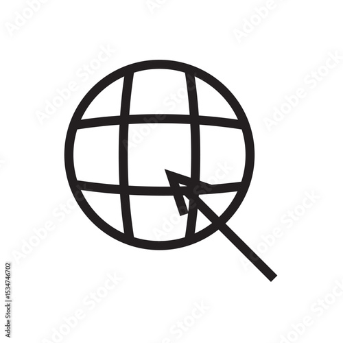 Internet globe with cursor icon. Web globe with arrow pointer, ideal for internet, domain, or online access themes.