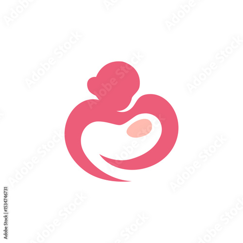 Mom and baby care logo Mother child care design illustration
