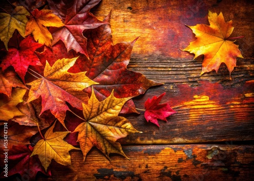 Autumn Leaves Grunge Product Photography Background - Fall Season Imagery for Ecommerce