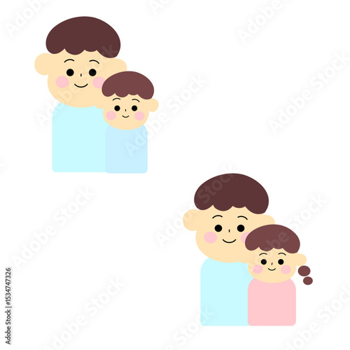 お父さんと子供のセットアイコン