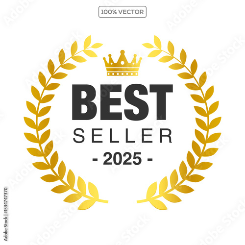  badge best seller, best choice, best price, best quality. Gold logo design with wreath laurel. Vector  illustration 4