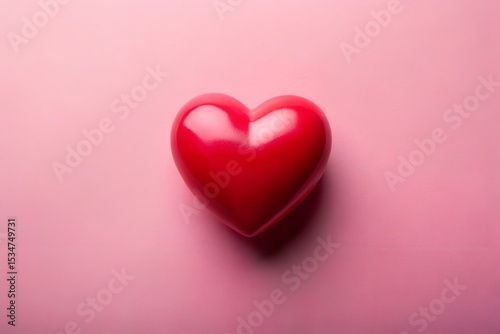 Red heart on pink background symbolizing love emotion and romantic affection