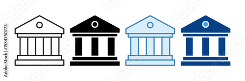 Bank Icon Set Multiple Style Collection