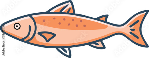 Detailed illustration of a salmon fish on a white background