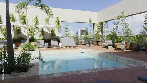 Luxury backyard with a pool