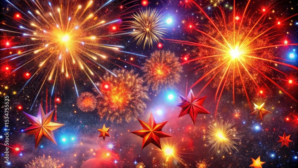 Fototapeta premium Festive Space Party: Bright Starry Night Celebration Background Design