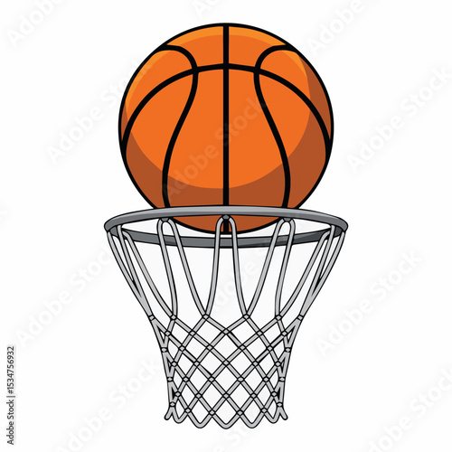 Amazing basketball game action shot orange ball going through net fun hoop goal play team sport court score skill player