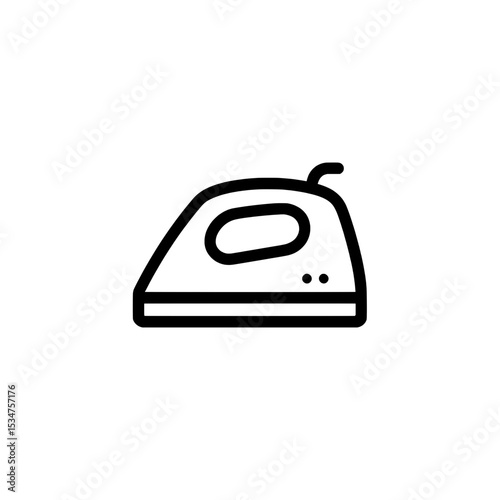 Top view icon of a compact electric clothes iron, minimalist and modern, ideal for home appliance illustrations.