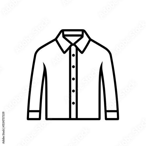 Outline icon of a buttoned long-sleeve shirt with collar, designed for formal fashion or apparel themes.
