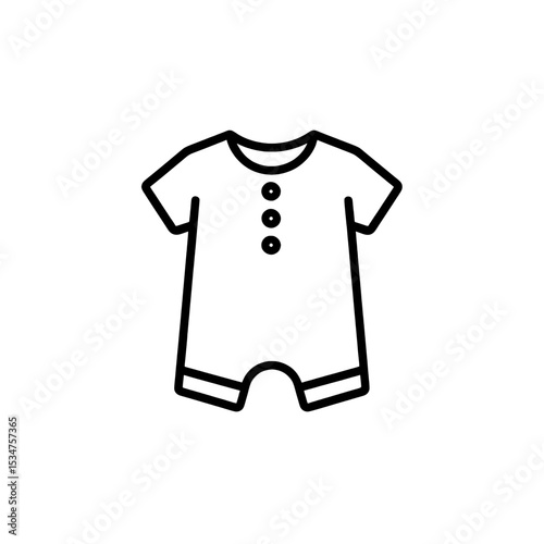 Minimalist baby romper icon with buttons, designed for infant fashion or children's wear visuals.