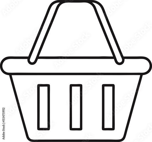 outline vector of an empty shopping basket