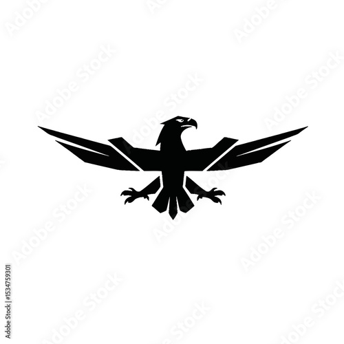 Stylized black eagle with outstretched wings emblem